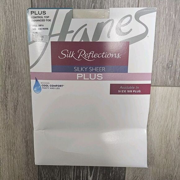 Hanes Silk Reflections Control Top Enhanced Toe Size Plus Petite Pearl Wicking - Picture 1 of 7